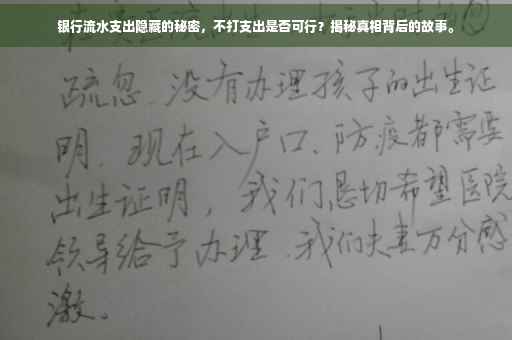 银行流水支出隐藏的秘密，不打支出是否可行？揭秘真相背后的故事。