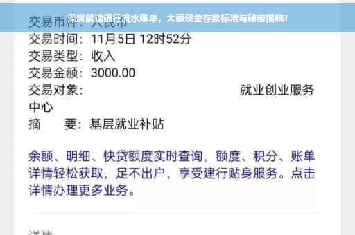 深度解读银行流水账单，大额现金存款标准与秘密揭晓！