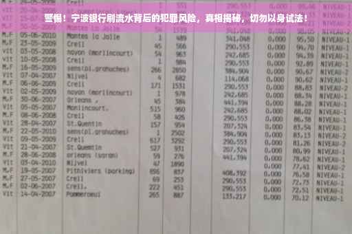 警惕！宁波银行刷流水背后的犯罪风险，真相揭秘，切勿以身试法！