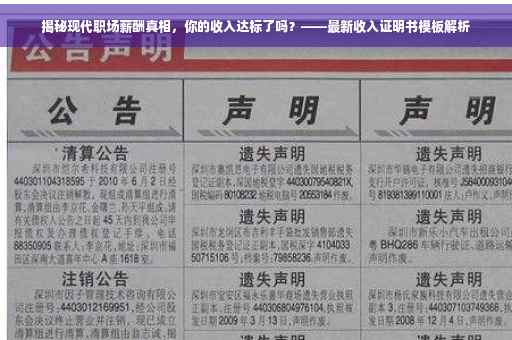 揭秘现代职场薪酬真相，你的收入达标了吗？——最新收入证明书模板解析