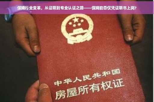 保姆行业变革，从证明到专业认证之路——保姆能否仅凭证明书上岗?