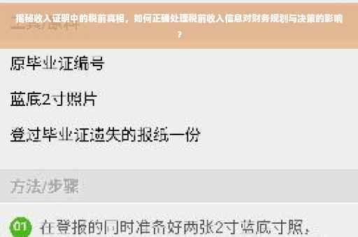 揭秘收入证明中的税前真相，如何正确处理税前收入信息对财务规划与决策的影响？