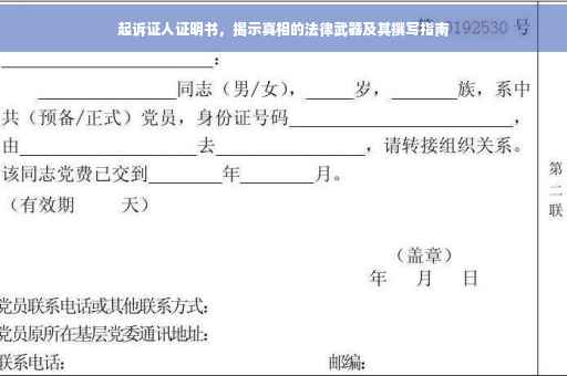起诉证人证明书，揭示真相的法律武器及其撰写指南