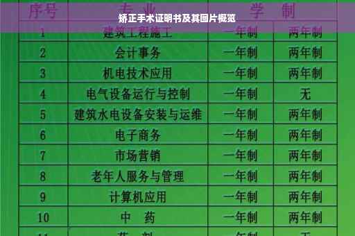 矫正手术证明书及其图片概览