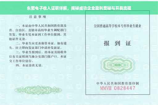 东聚电子收入证明详解，揭秘成功企业盈利奥秘与开具流程