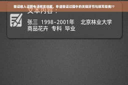 签证收入证明电话核实详解，申请签证过程中的关键环节与填写指南??