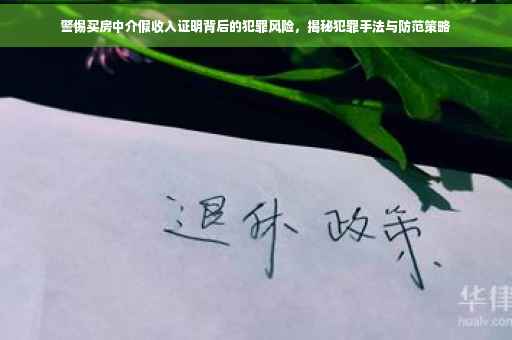 警惕买房中介假收入证明背后的犯罪风险，揭秘犯罪手法与防范策略