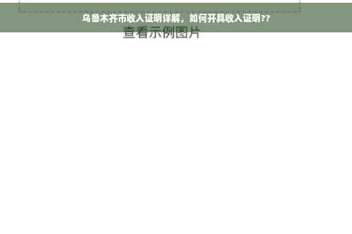 乌鲁木齐市收入证明详解，如何开具收入证明??