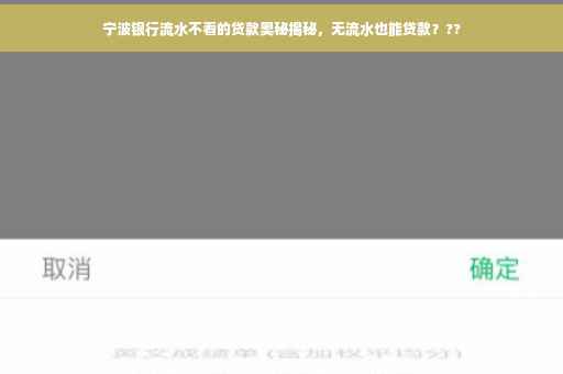 宁波银行流水不看的贷款奥秘揭秘，无流水也能贷款？??