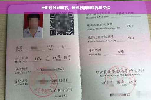 土地划分证明书，屋地权属明确界定文件