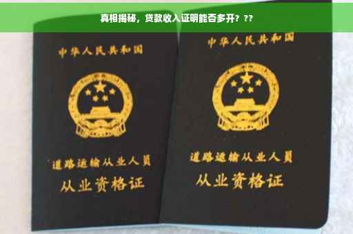 真相揭秘，贷款收入证明能否多开？??