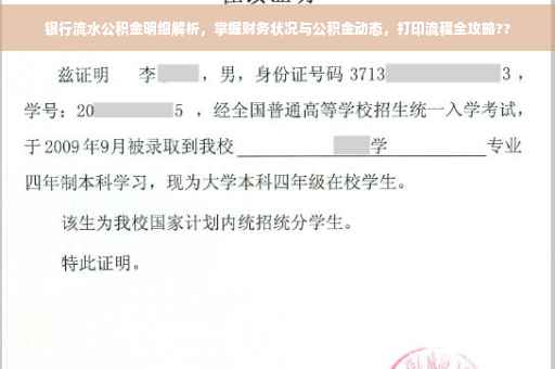银行流水公积金明细解析，掌握财务状况与公积金动态，打印流程全攻略??