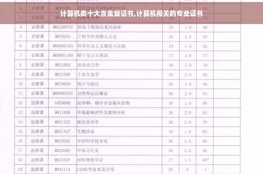 计算机类十大含金量证书,计算机相关的专业证书