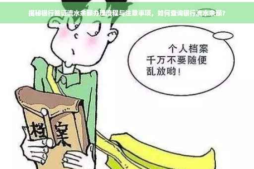 揭秘银行签证流水余额办理流程与注意事项，如何查询银行流水余额？