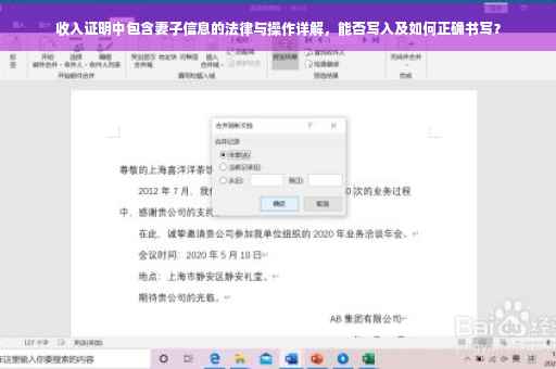 收入证明中包含妻子信息的法律与操作详解，能否写入及如何正确书写？