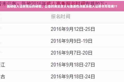 揭秘收入证明背后的秘密，公章的真实含义与重要性详解及收入证明书写指南??
