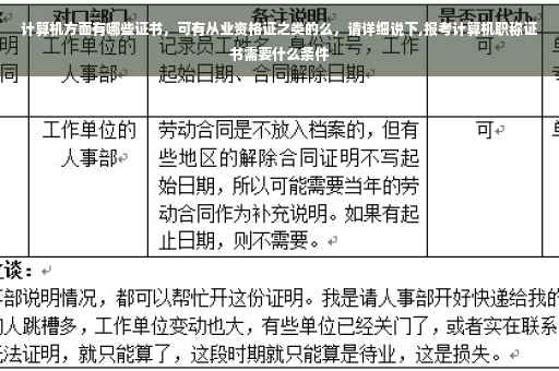 计算机方面有哪些证书，可有从业资格证之类的么，请详细说下,报考计算机职称证书需要什么条件