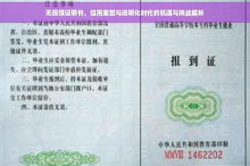 无担保证明书，信用重塑与透明化时代的机遇与挑战解析