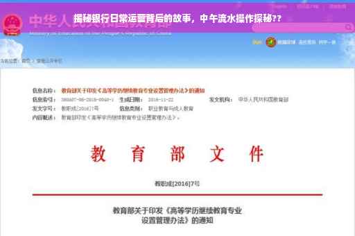 揭秘银行日常运营背后的故事，中午流水操作探秘??