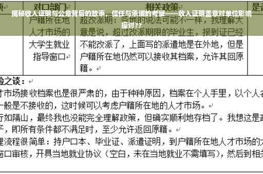 揭秘收入证明与公章背后的故事，信任与承诺的考量——收入证明盖章对单位影响探讨??