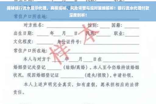 揭秘银行流水显示代理，真相揭秘、风险预警与应对策略解析！银行流水代理付款深度剖析！