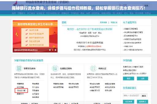 揭秘银行流水查询，详细步骤与操作视频教程，轻松掌握银行流水查询技巧！