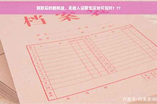 辞职后的新挑战，无收入证明生活如何应对？??