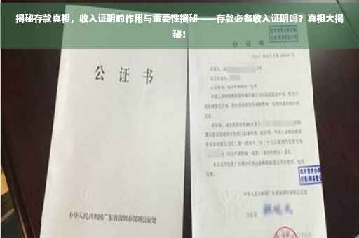 揭秘存款真相，收入证明的作用与重要性揭秘——存款必备收入证明吗？真相大揭秘！