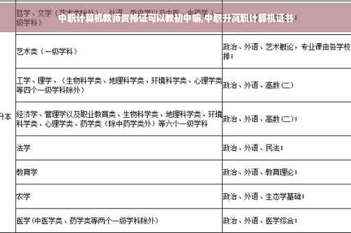 中职计算机教师资格证可以教初中嘛,中职升高职计算机证书