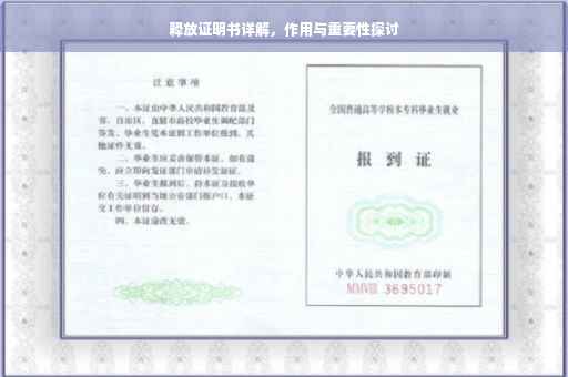 释放证明书详解，作用与重要性探讨
