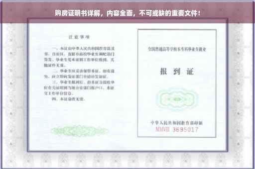 购房证明书详解，内容全面，不可或缺的重要文件！