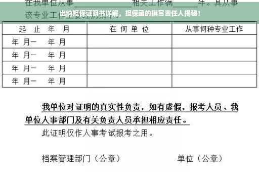 出纳担保证明书详解，担保函的撰写责任人揭秘！