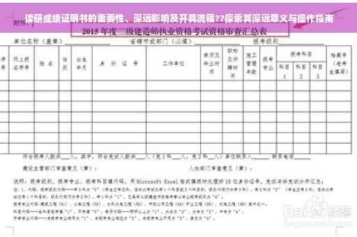 读研成绩证明书的重要性、深远影响及开具流程??探索其深远意义与操作指南