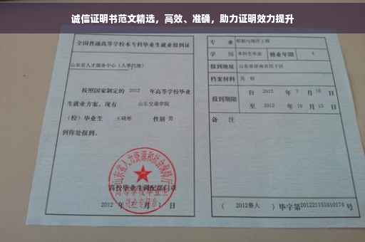 诚信证明书范文精选，高效、准确，助力证明效力提升