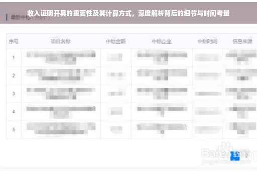 收入证明开具的重要性及其计算方式，深度解析背后的细节与时间考量