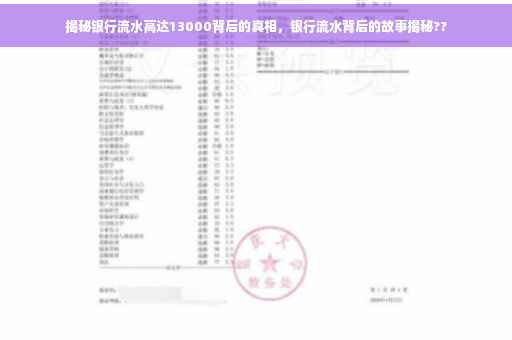 揭秘银行流水高达13000背后的真相，银行流水背后的故事揭秘??