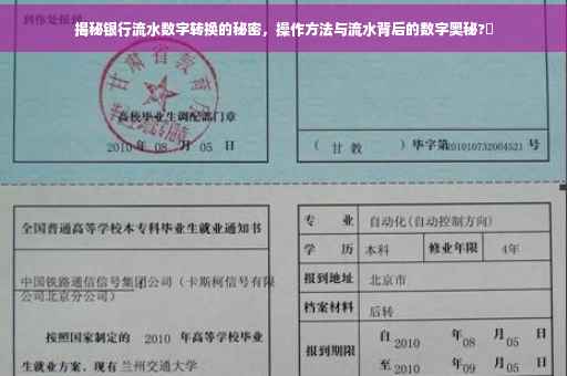 揭秘银行流水数字转换的秘密，操作方法与流水背后的数字奥秘?✨