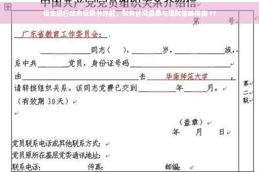 恒生银行结余证明书详解，财务状况洞悉与理财策略指南 ??