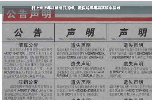 村上更正年龄证明书揭秘，流程解析与真实故事探寻