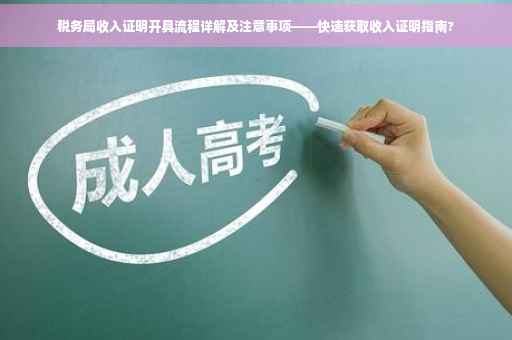 税务局收入证明开具流程详解及注意事项——快速获取收入证明指南?