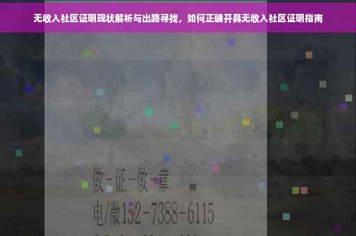 无收入社区证明现状解析与出路寻找，如何正确开具无收入社区证明指南