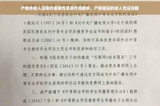 产检本收入证明的重要性及其作用解析，产假期间的收入凭证详解