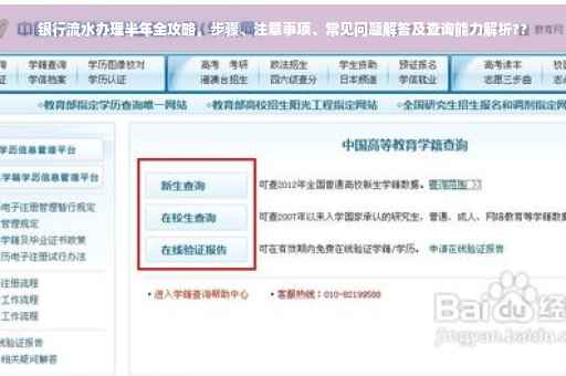 银行流水办理半年全攻略，步骤、注意事项、常见问题解答及查询能力解析??