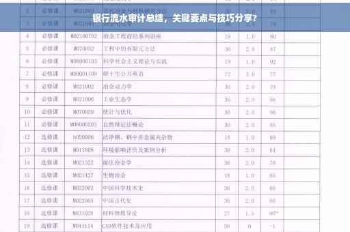 银行流水审计总结，关键要点与技巧分享?