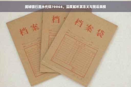 揭秘银行流水代码70066，深度解析其含义与背后真相