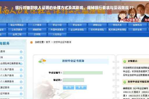 银行对兼职收入证明的处理方式及其影响，揭秘银行要求与深远效应 ??