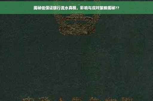 揭秘低保证银行流水真相，影响与应对策略揭秘??