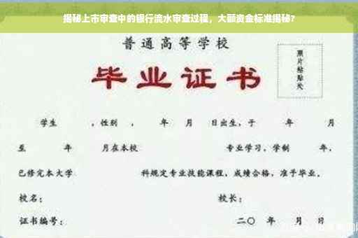 揭秘上市审查中的银行流水审查过程，大额资金标准揭秘?