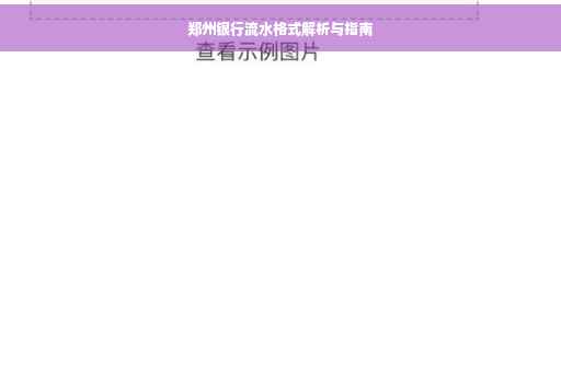 郑州银行流水格式解析与指南
