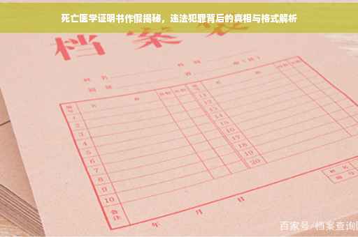 死亡医学证明书作假揭秘，违法犯罪背后的真相与格式解析
